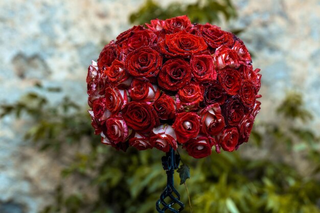 Floral decoration of red roses