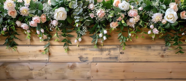 Photo floral decoration on a timber backdrop