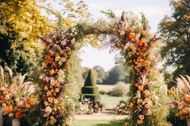 結婚式の花飾り秋の祝い秋の花イベントの飾りイングランドの田舎の庭園カントリースタイルのアイデア