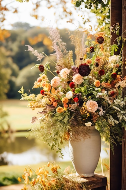 結婚式の花飾り秋の祝い秋の花イベントの飾りイングランドの田舎の庭園カントリースタイルのアイデア