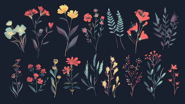 Floral design elements set