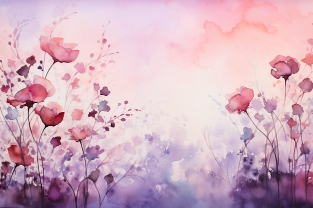 Floral design on a hand painted watercolour background