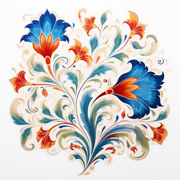 Foto design floreale ispirato all'arte artigianale russa stile muralista colorato