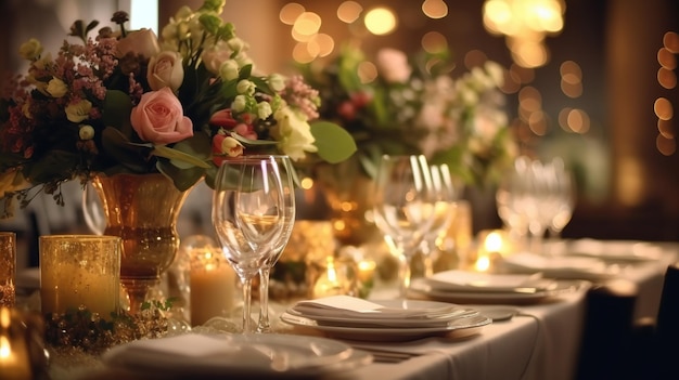 Floral design for long table dinner