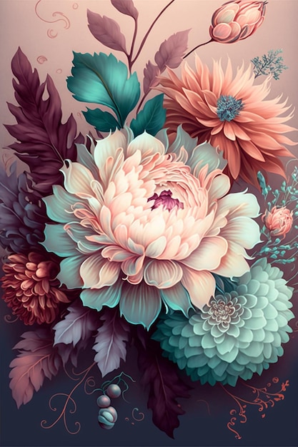 Floral design, pastel colors, background