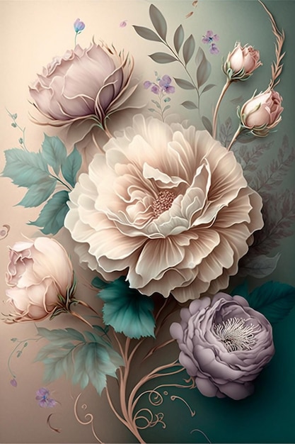 Floral design, pastel colors, background