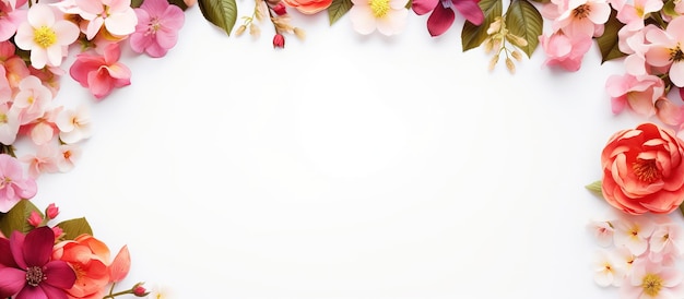 Foto disegno floreale in una semplice cornice vuota