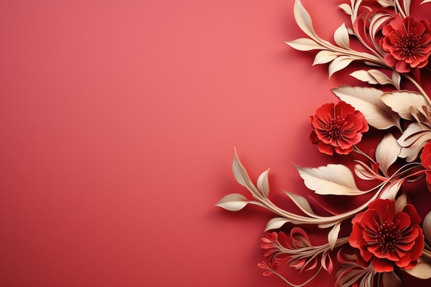 floral design on red background