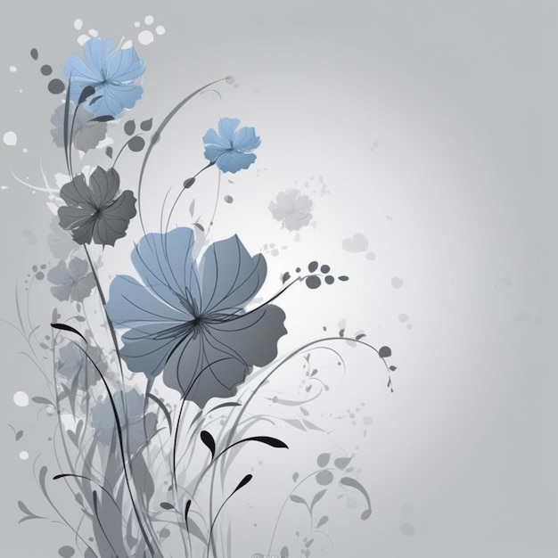 A floral design with a blue flower on it.