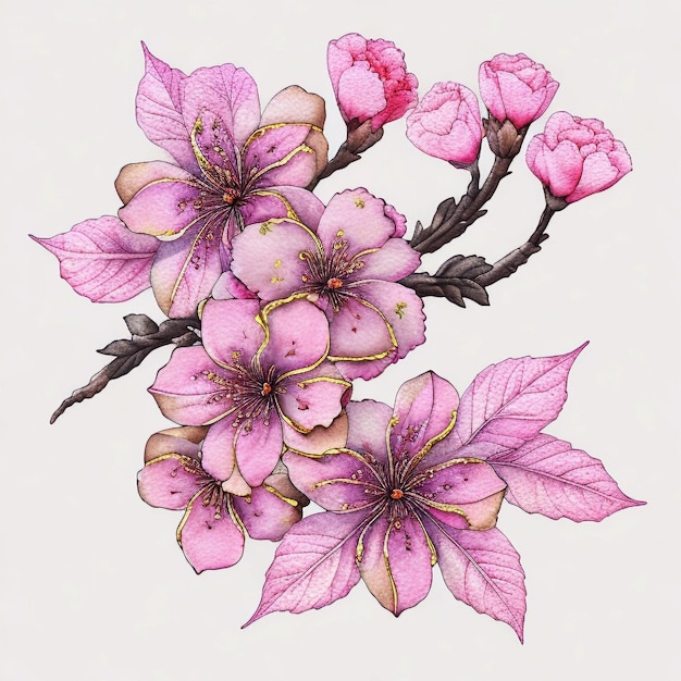 Photo floral drawing wallpaper