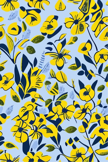 Floral elegance seamless yellow cempaka flowers pattern