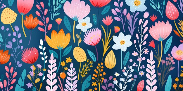 Floral Elegance Summer Flowers in a Flat Design