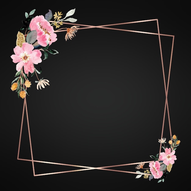 Floral Elegant Frame met zwarte achtergrond voor uitnodiging En Save The Date Cards