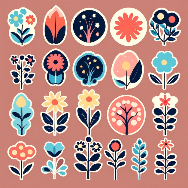 Photo floral elements stickers sheet