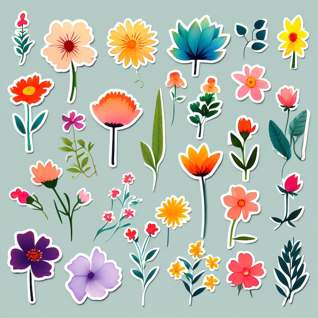 Floral Elements Stickers Sheet