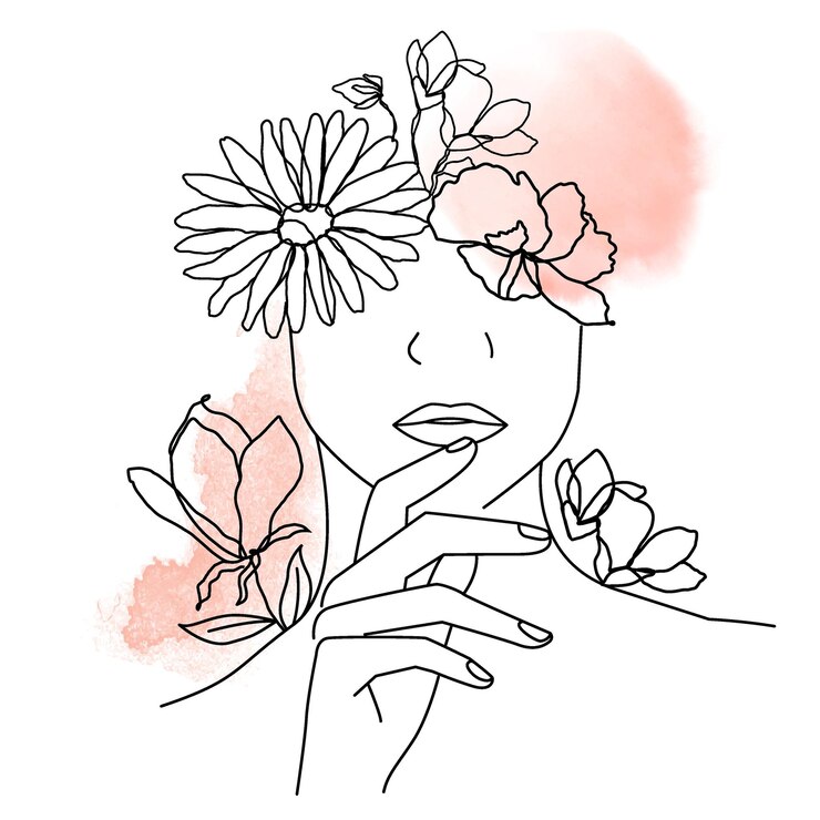 Photo floral face line art