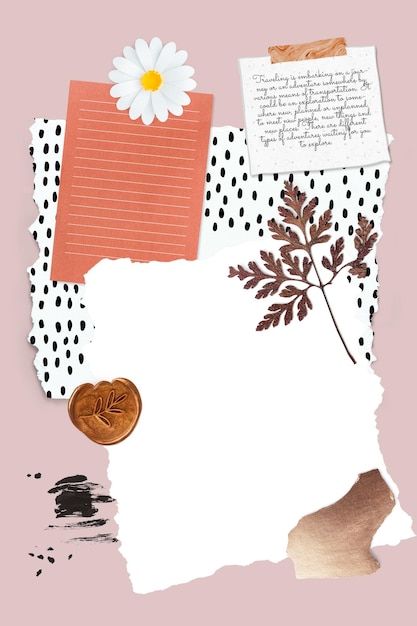 Floral feminine scrapbook collage design element