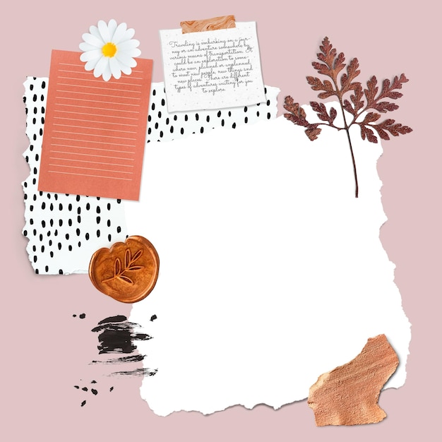 Floral feminine scrapbook collage design element