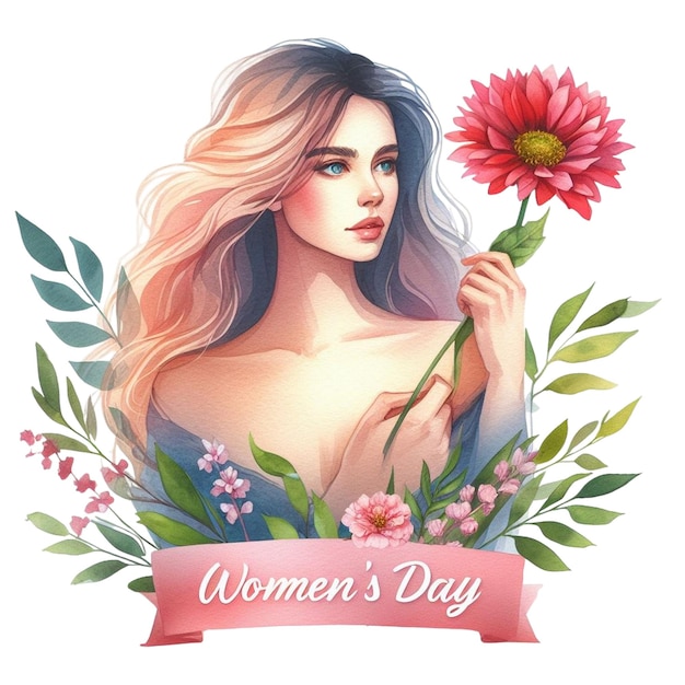 Цветочная акварель на День женщины