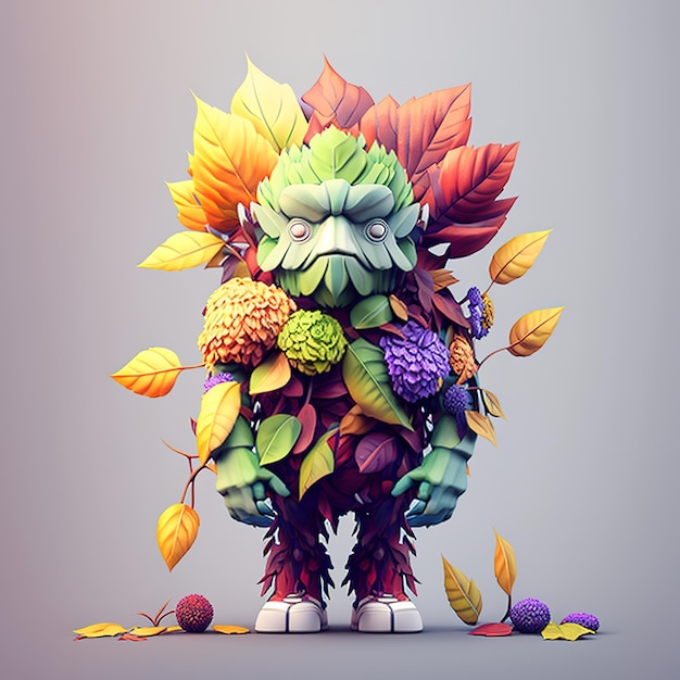 Floral FIctional Character Design Isolated