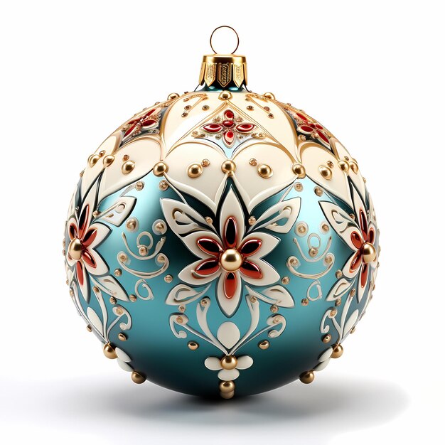 Photo floral and filigree ball as christmas ornament for christmas tree