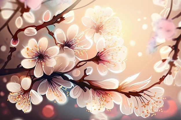 Floral flower spring abstract background of cherry blos ai generative