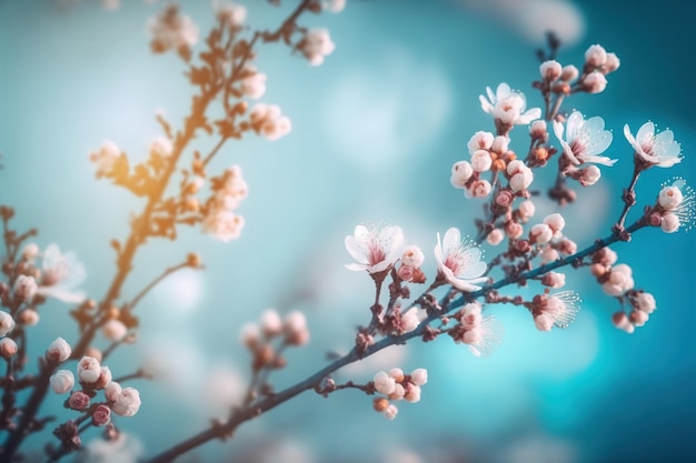 Floral flower spring abstract background of cherry blossom flower in spring