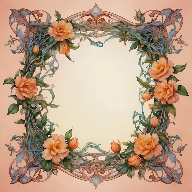 Floral frame in art nouveau style