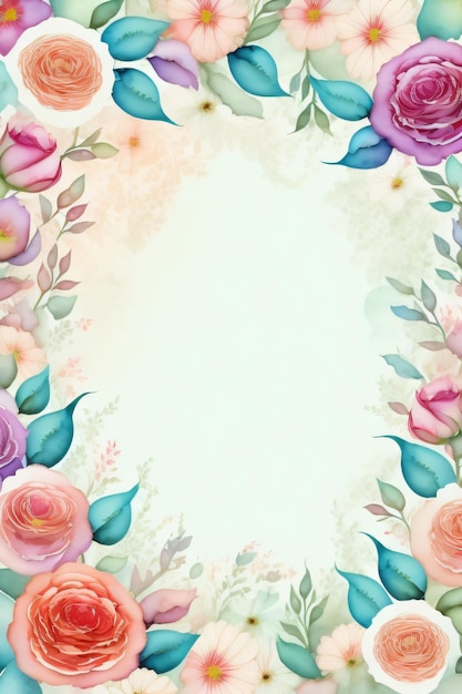 floral frame background with beautiful floral and leaf