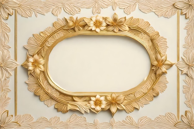 Floral frame border with antique white color background realistic