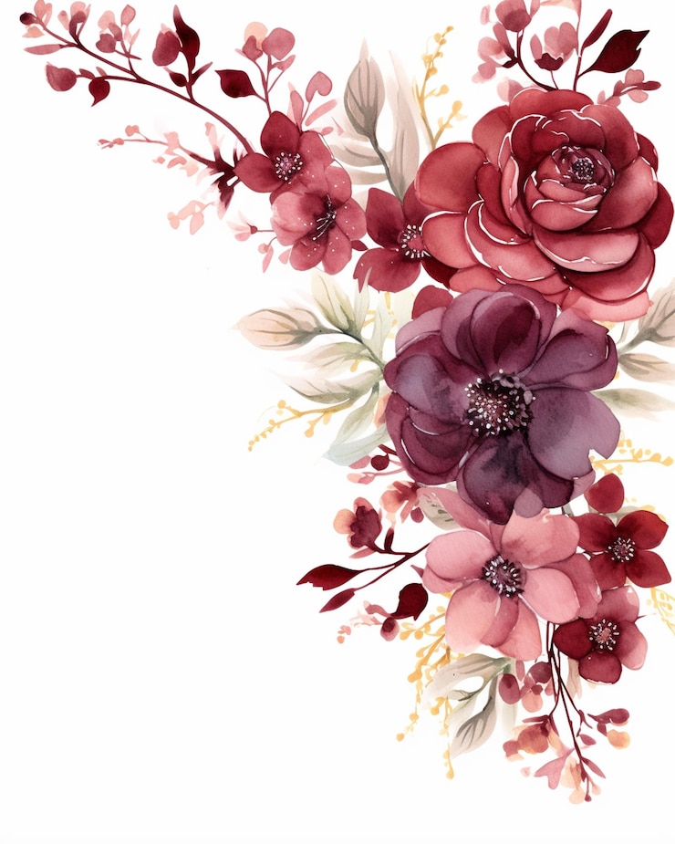 Photo floral frame and flowers on white