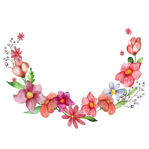 floral frame light bright watercolor summer wildflowers isolated composition