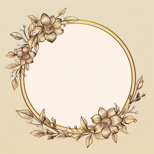 Floral frame logo illustrationflat background