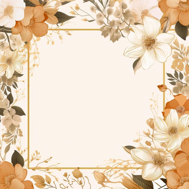 Photo floral frame logo illustrationflat background