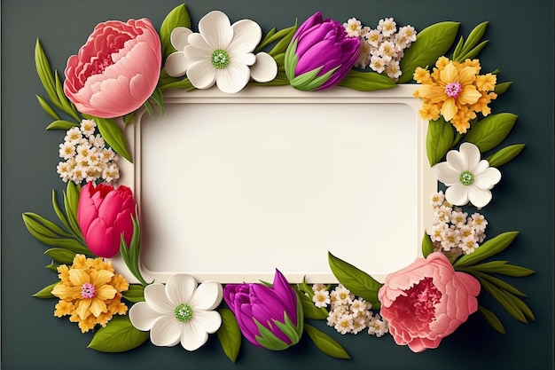 Floral frame met bloemen en plaats voor tekst