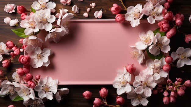 Photo floral frame sqare pink white