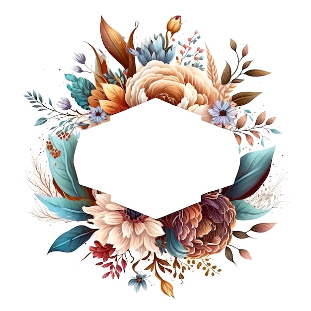 a floral frame with a floral border on a white background.