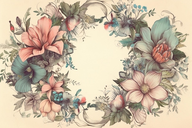 A floral frame with a floral design.