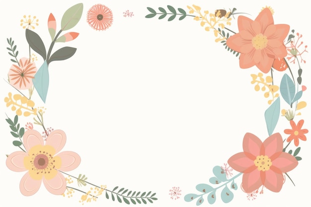 A floral frame with a flower border in pink and orange.