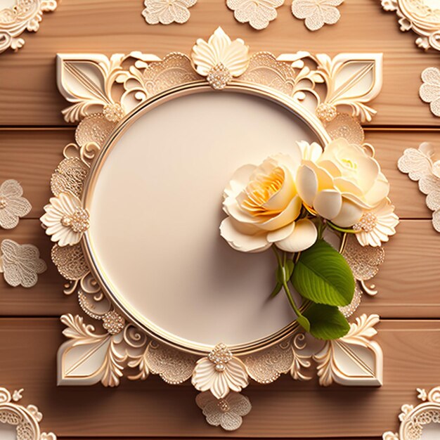 A floral frame with a flower on it