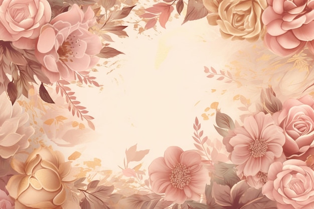 A floral frame with flowers on a light background