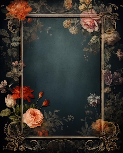 A floral frame with flowers