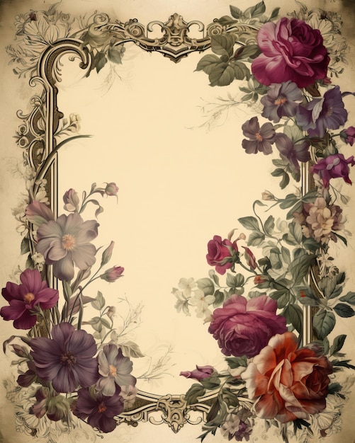 A floral frame with flowers