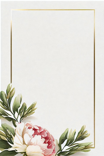 Photo a floral frame with a gold border and a flower