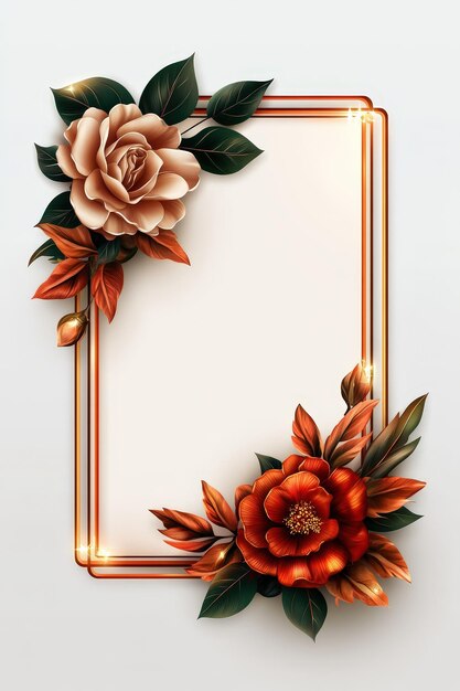 floral frame with golden accents
