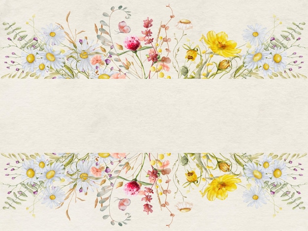 多くの葉や花が描かれた花のフレーム 紙の背景