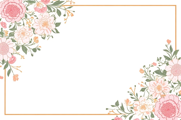 ピンクの花の花のフレーム 白い背景 結婚式の招待状 祝賀カード 日付 コピー テキストのスペース