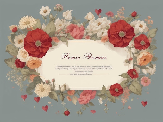 a floral frame with a place for a text on it and a lot of flowers