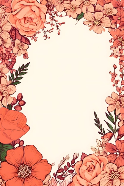 floral frame with a place for text in the middle.