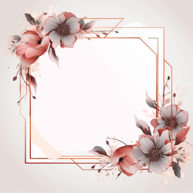 a floral frame with red flowers on a white background